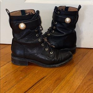 Louise et Cie black lace up boots with pearls